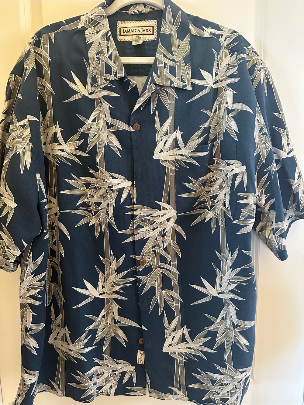 Jamaica Jaxx Navy Bamboo-Print Short Sleeve Shirt